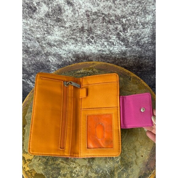 The Sak Wallet Striped Pink Knit Colorful Fold over M Classic Card Case Clutch - Picture 7 of 7